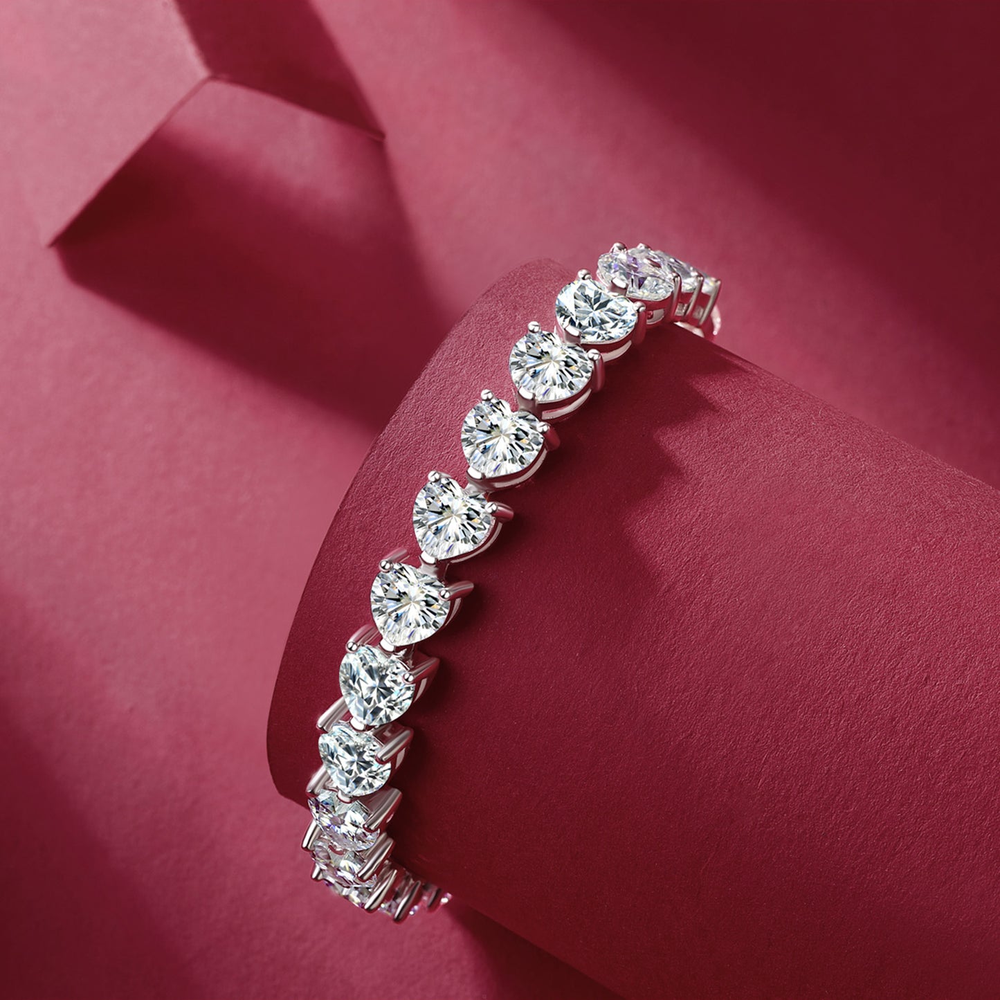 24ct Moissanite Heart Bracelet Sterling