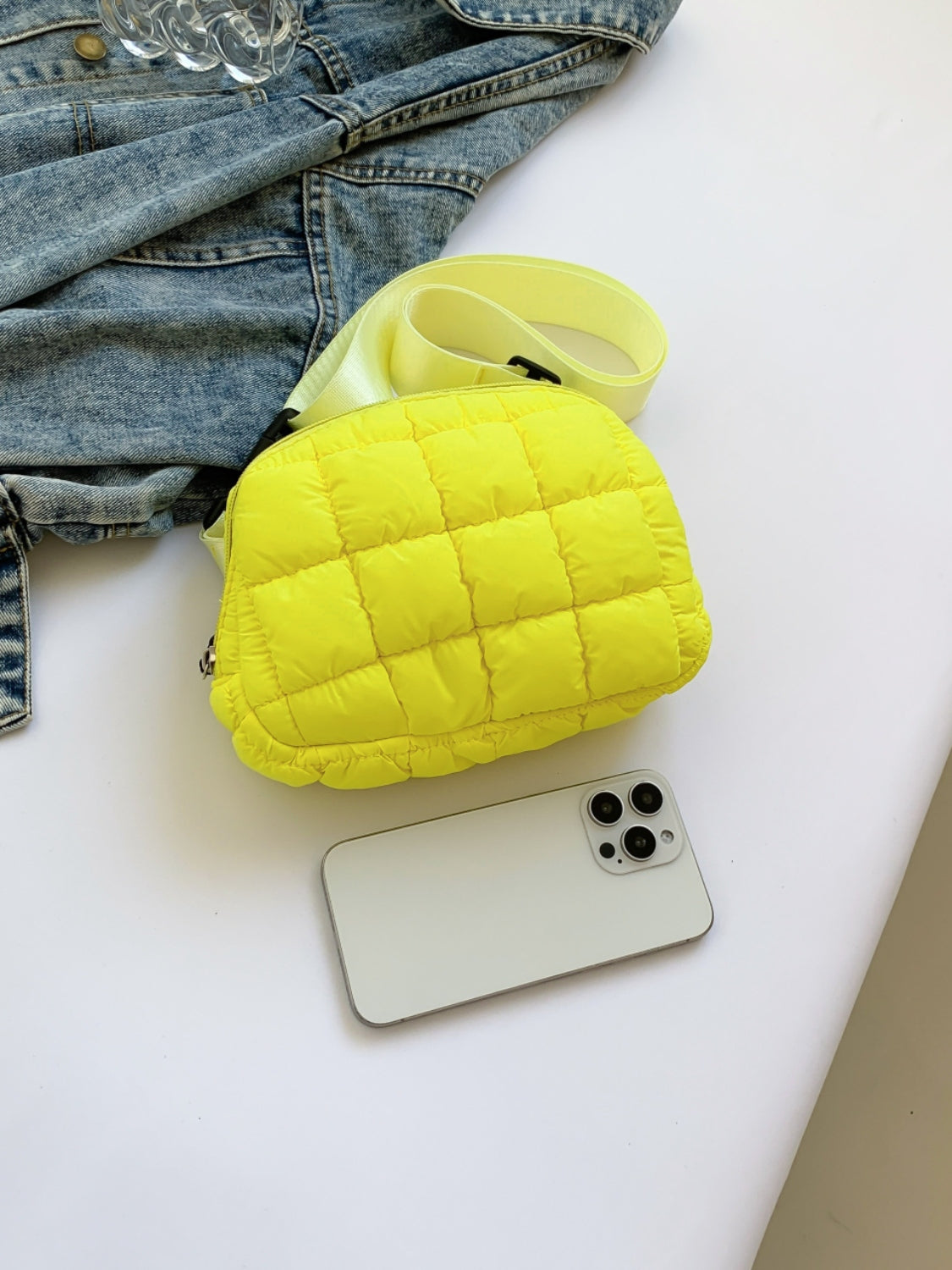 Bubble Texture Adjustable Crossbody Bag