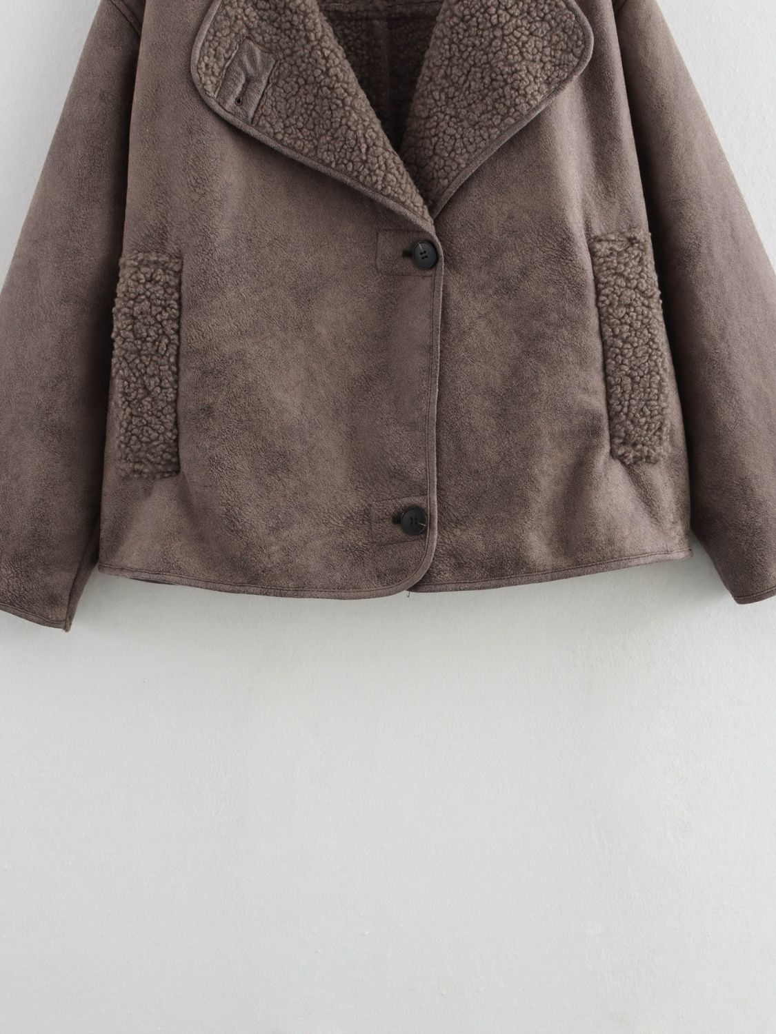 Collared Long Sleeve Plush Jacket