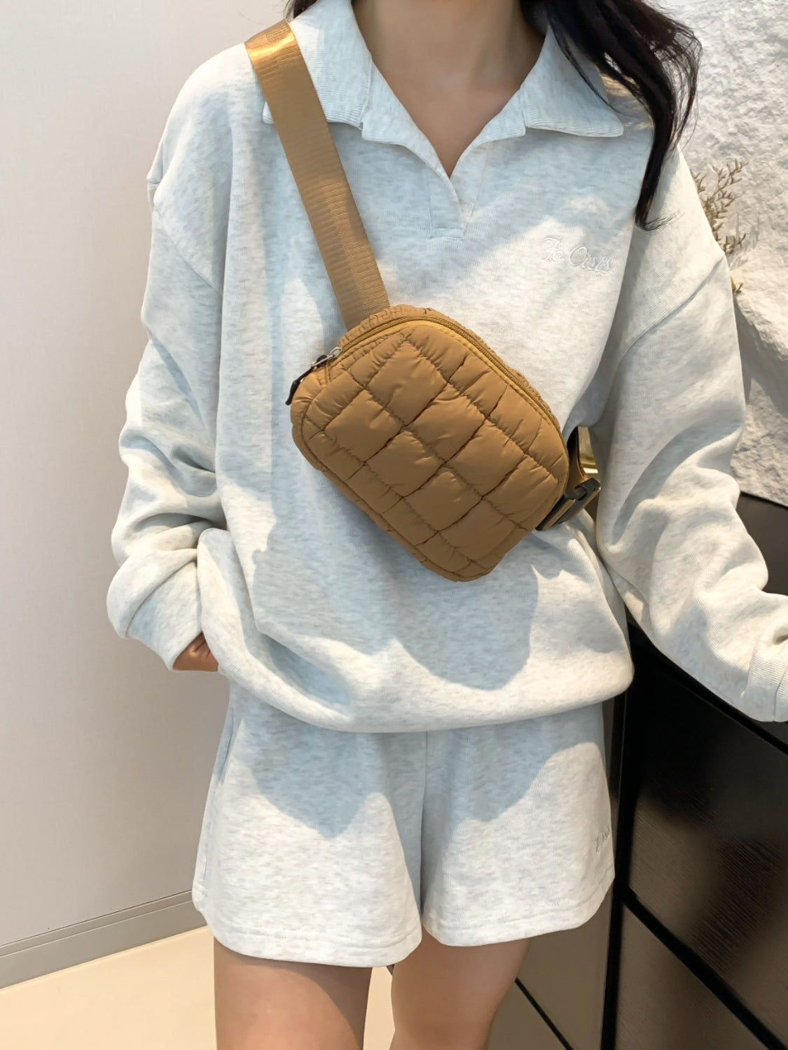 Bubble Texture Adjustable Crossbody Bag