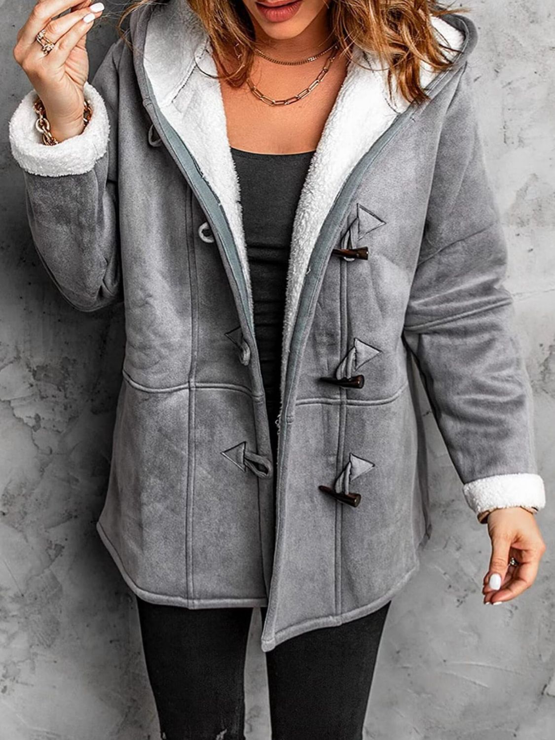 Pocketed Hooded Toggle Jacket
