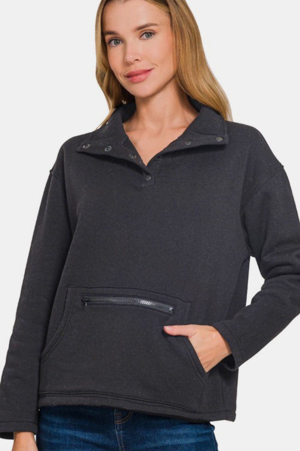 Turtleneck Half Snap Sweatshirt