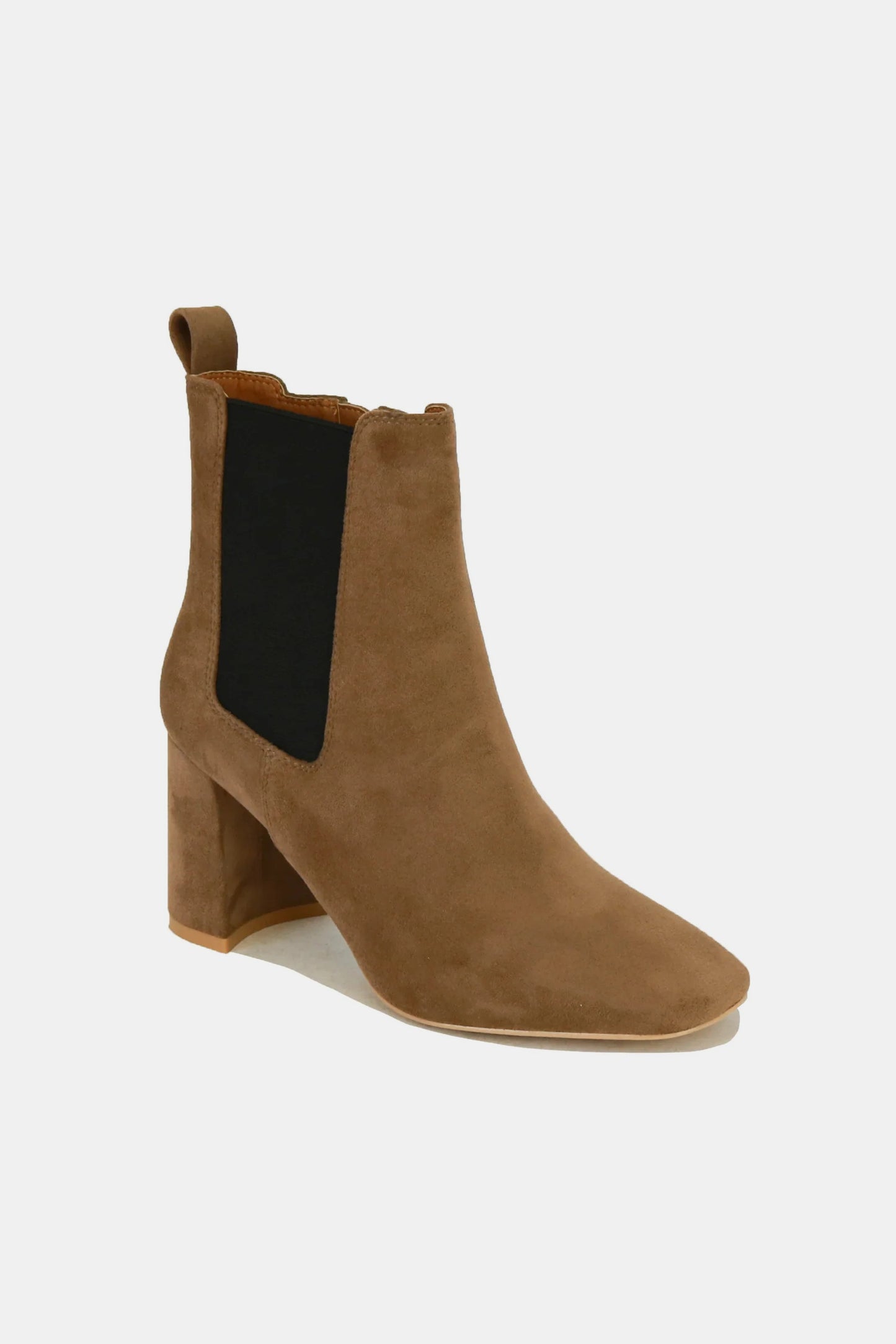 Faux Suede Block Heel Chelsea Boots