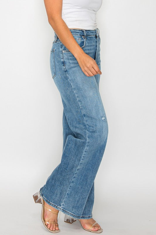 bytos High Rise Wide Leg Jeans Pocket