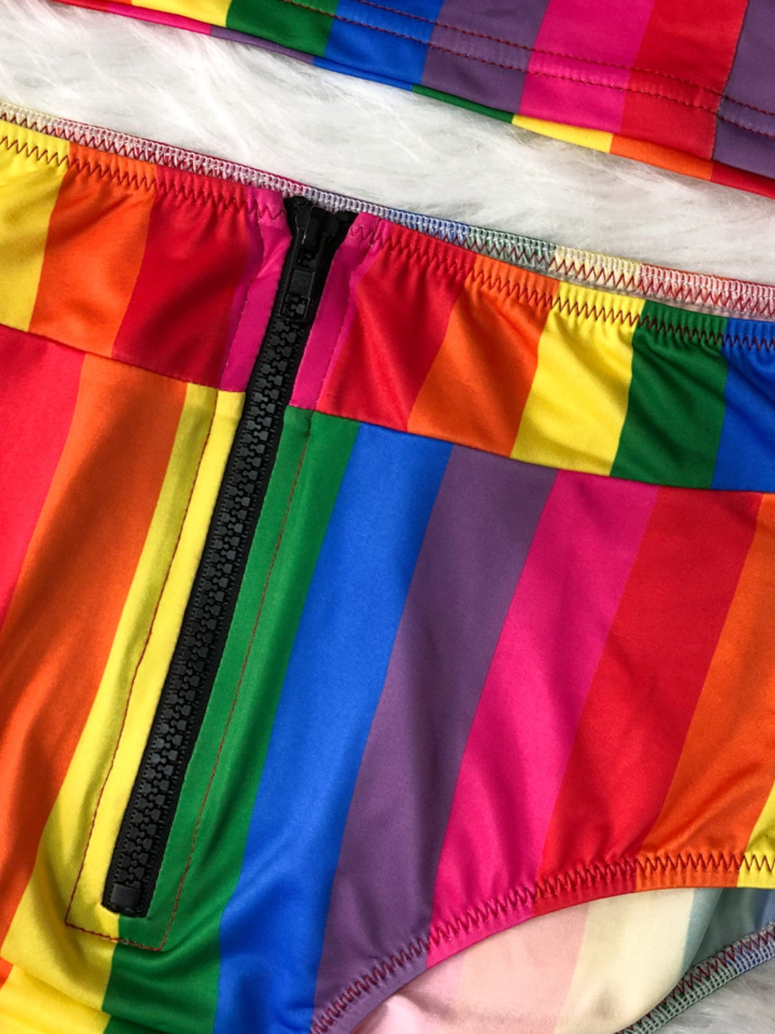 Contrast Half Zip Top Brief Swim Set