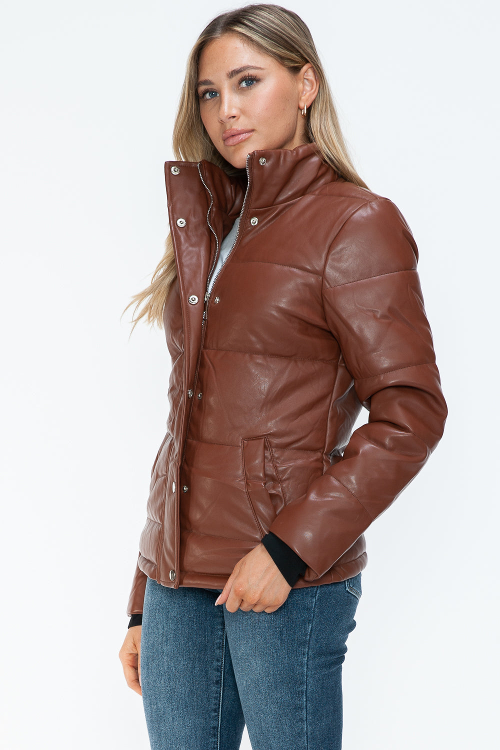 Pocketed Zip Up Turtleneck Puffer