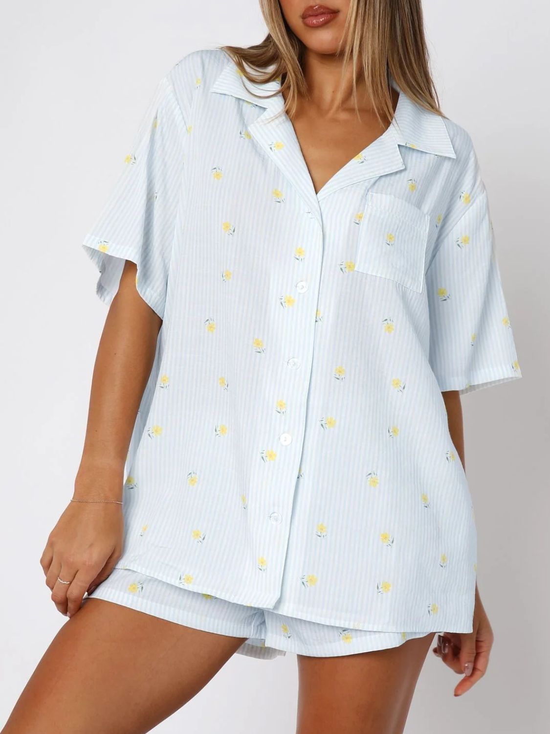 Valentine's Printed Collared Top Shorts