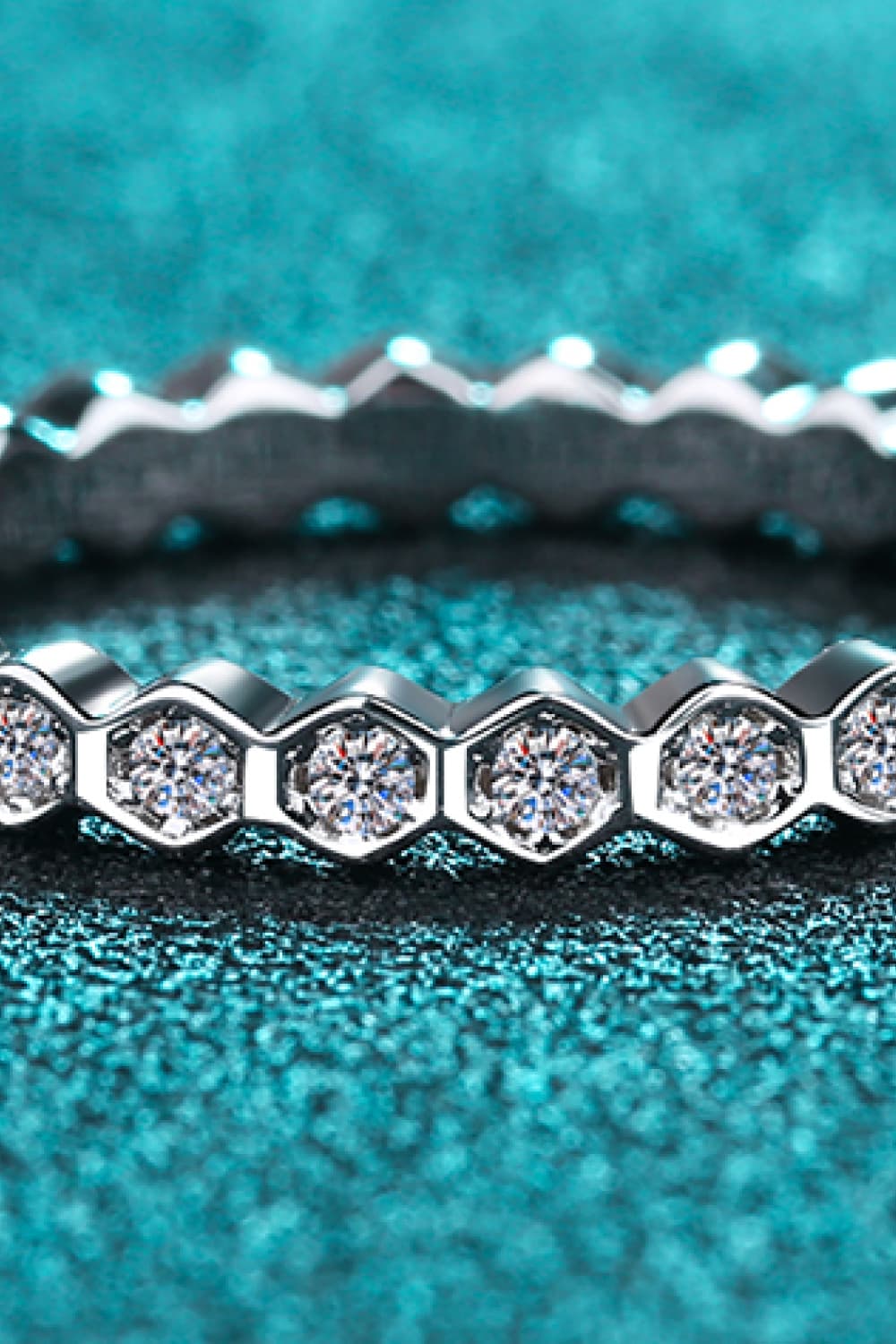 Moissanite Sterling Silver Eternity Ring