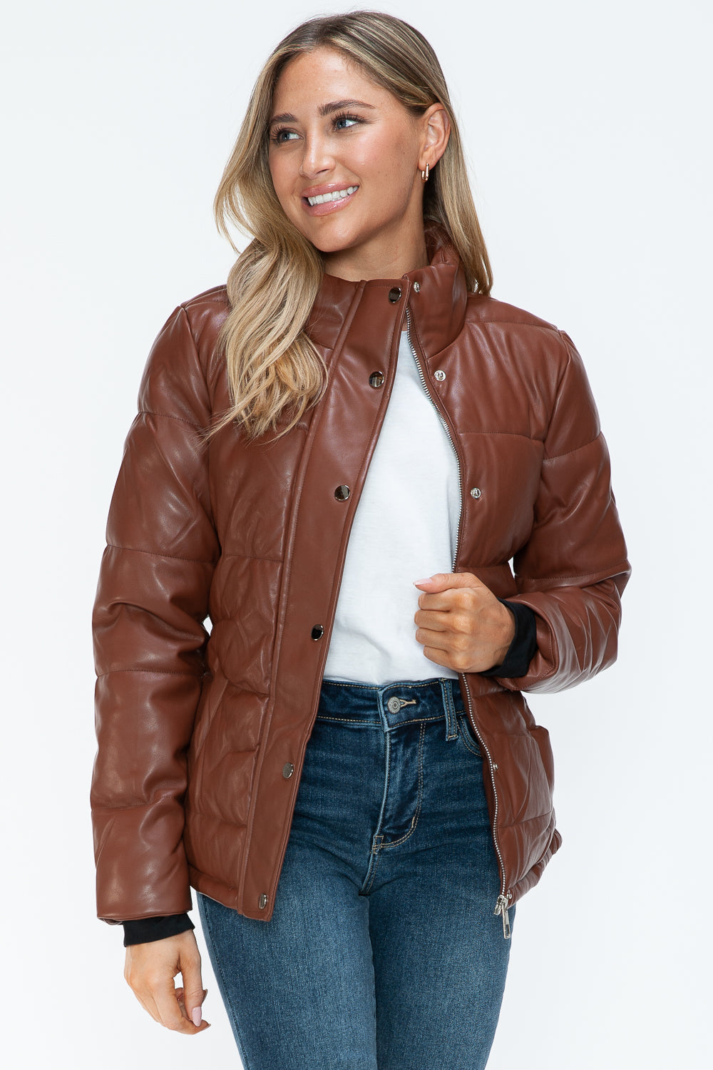 Pocketed Zip Up Turtleneck Puffer
