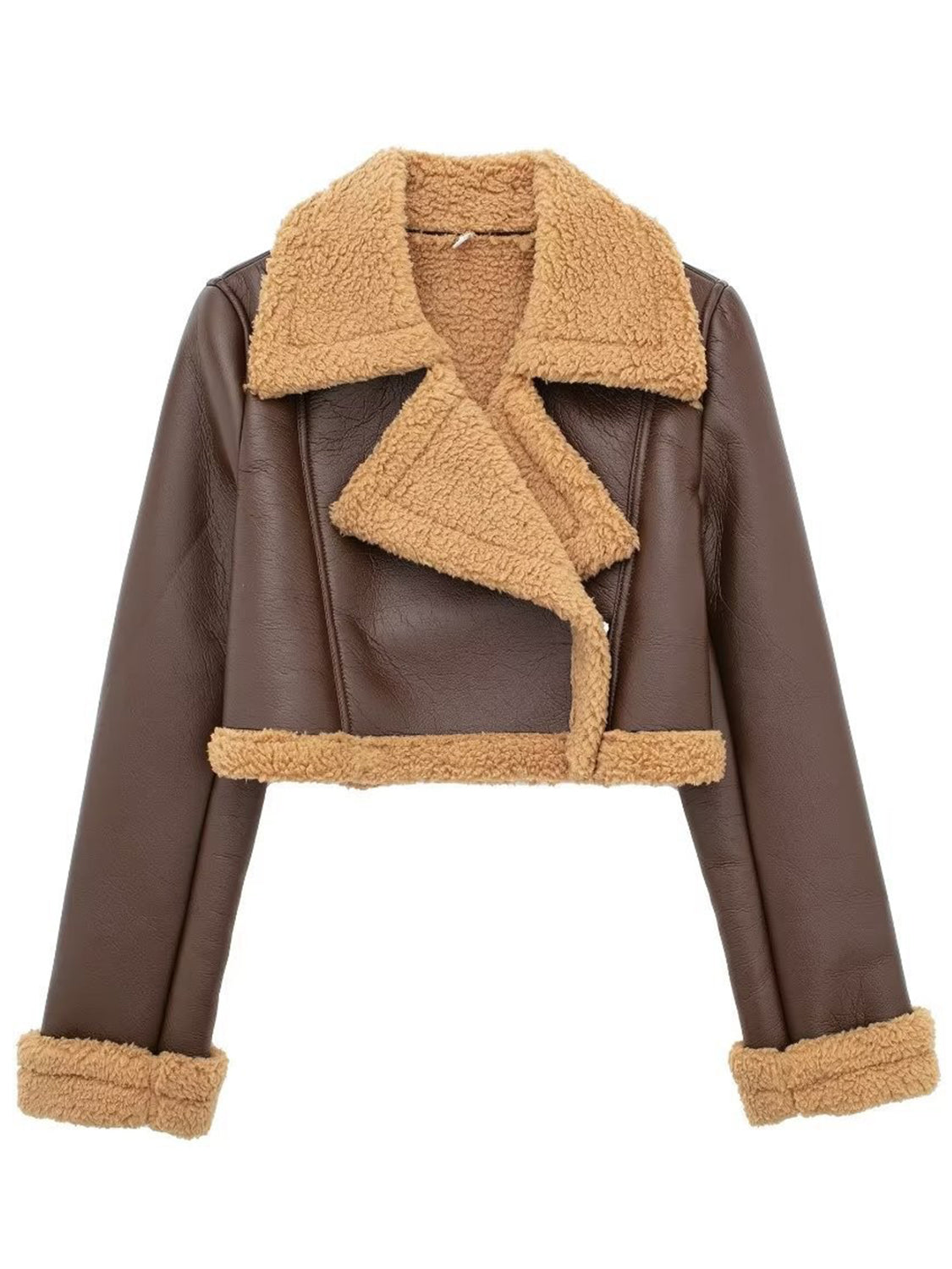 Collared Plush Cropped Jacket