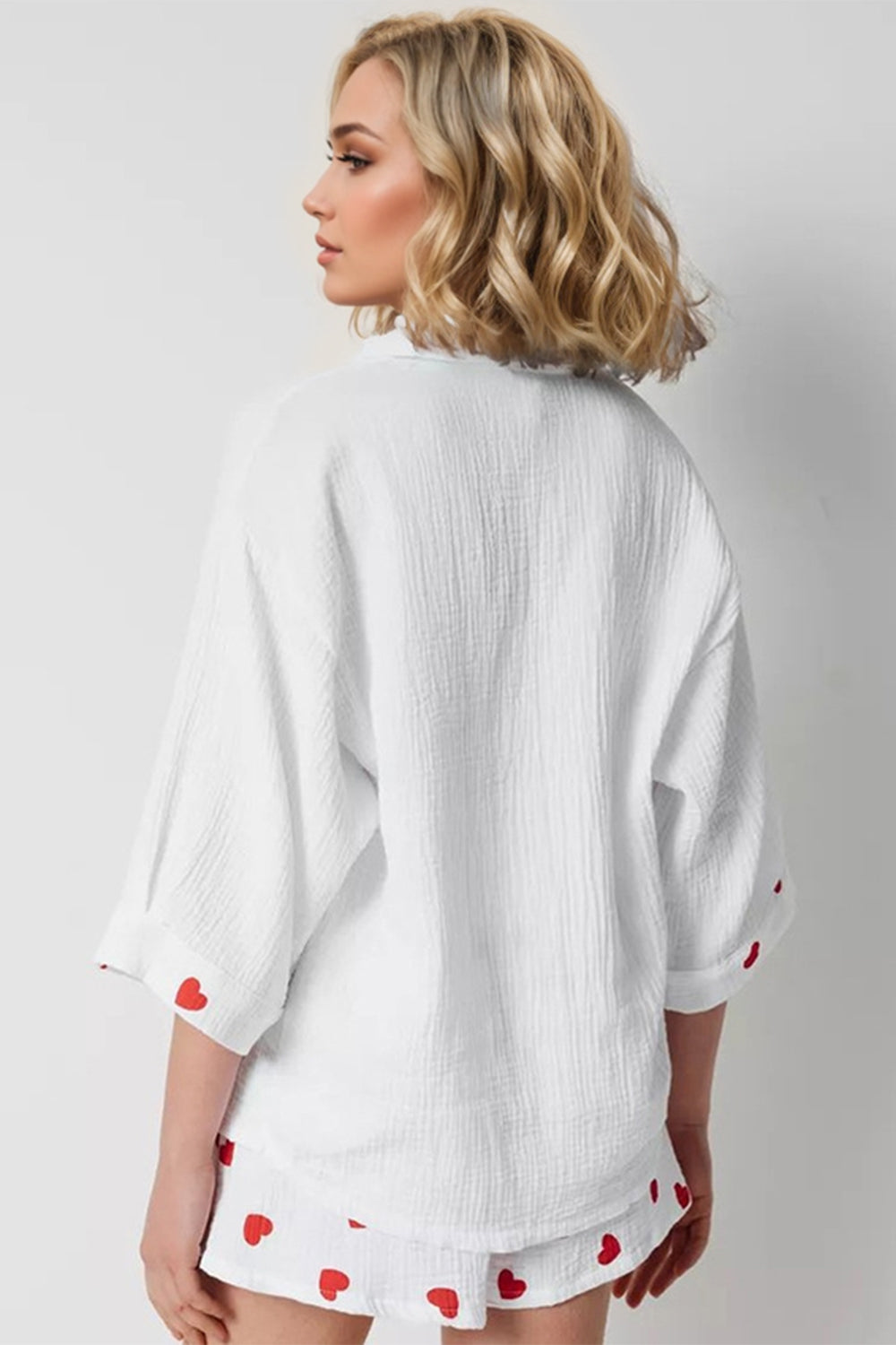 Basic Bae Heart Button Top Shorts Set