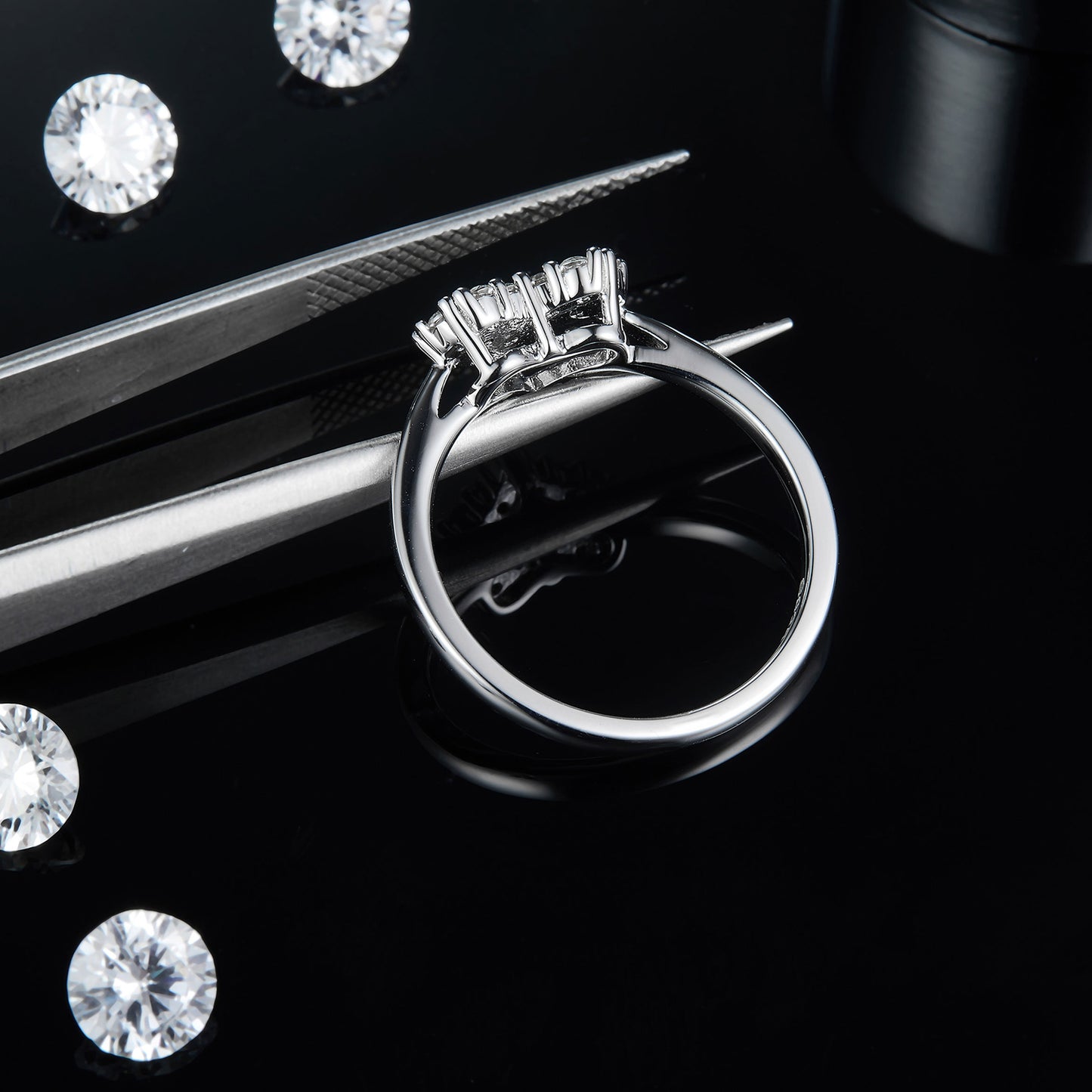 Moissanite Sterling Silver Heart Ring