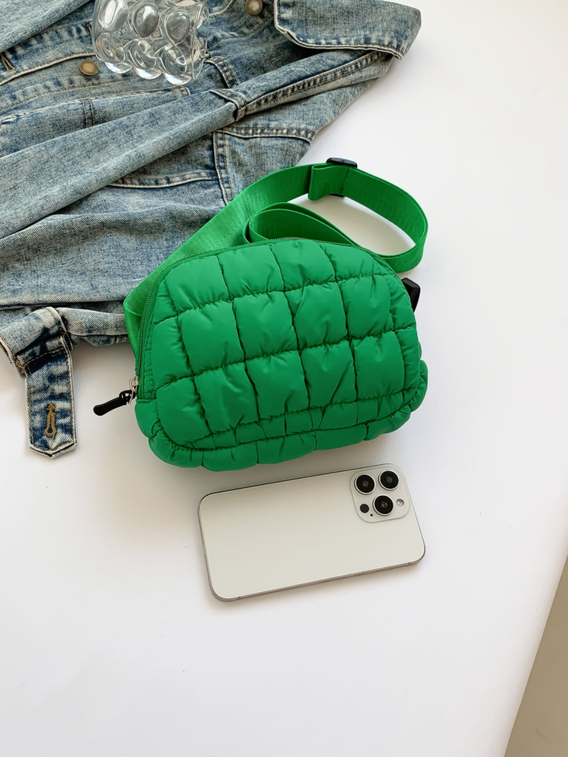 Bubble Texture Adjustable Crossbody Bag