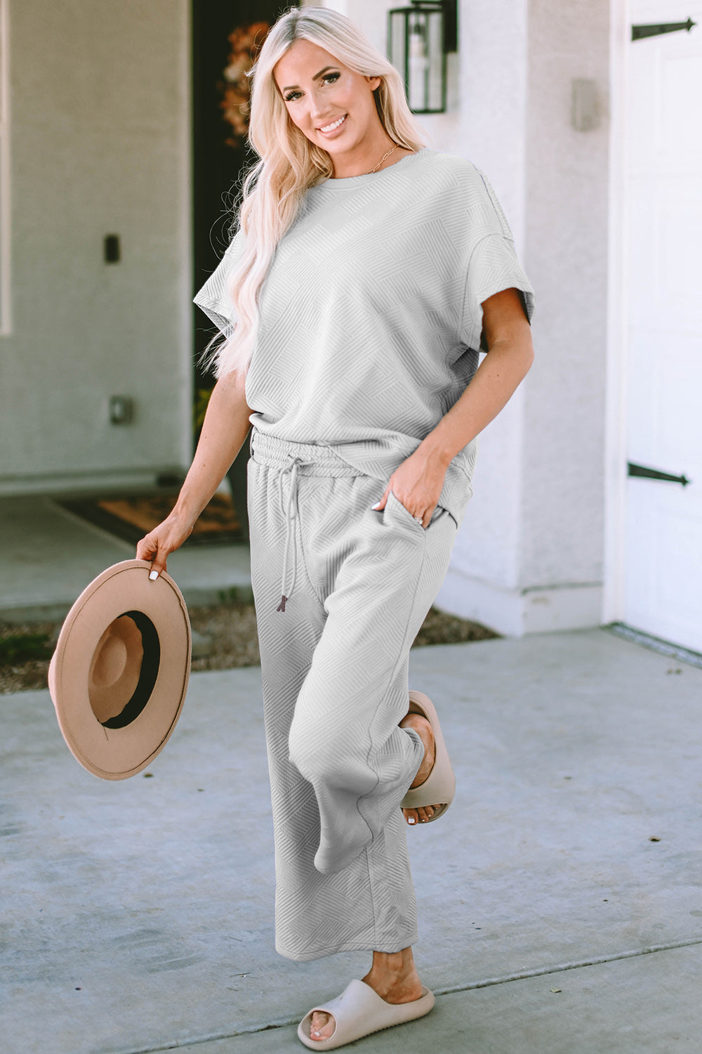 Texture Top & Pants Set - Comfy