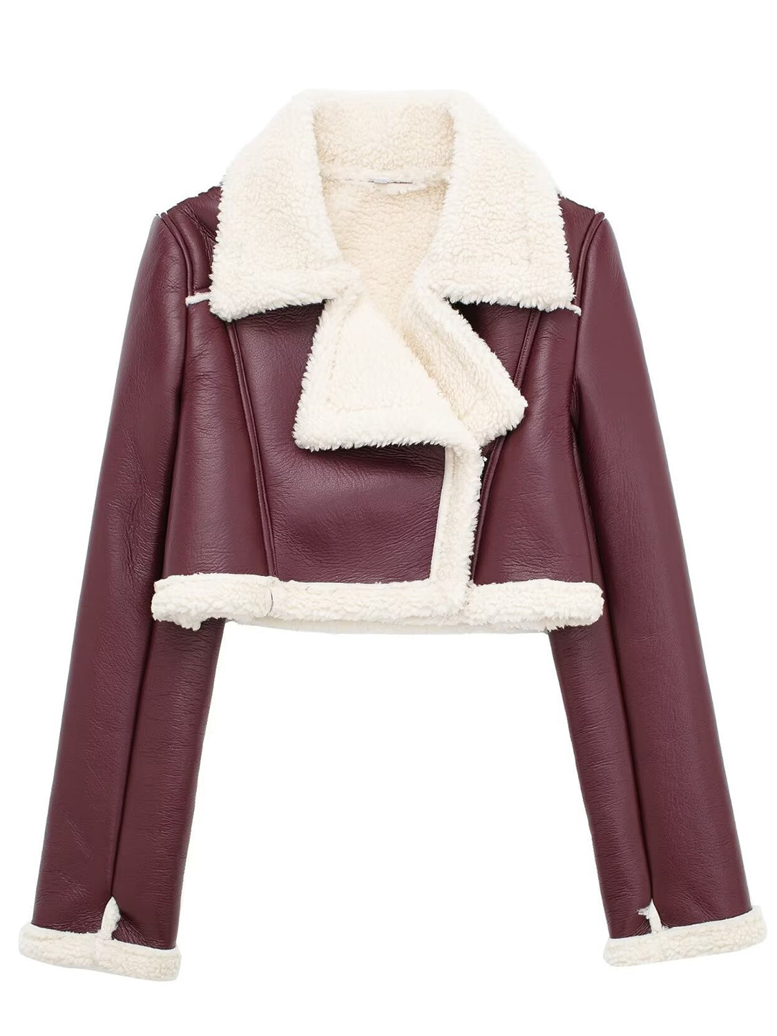 Collared Plush Cropped Jacket