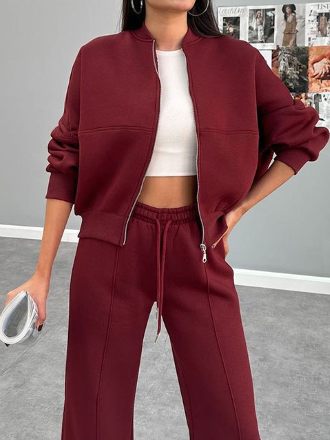 Baseball Collar Zip Up Set - Athletic