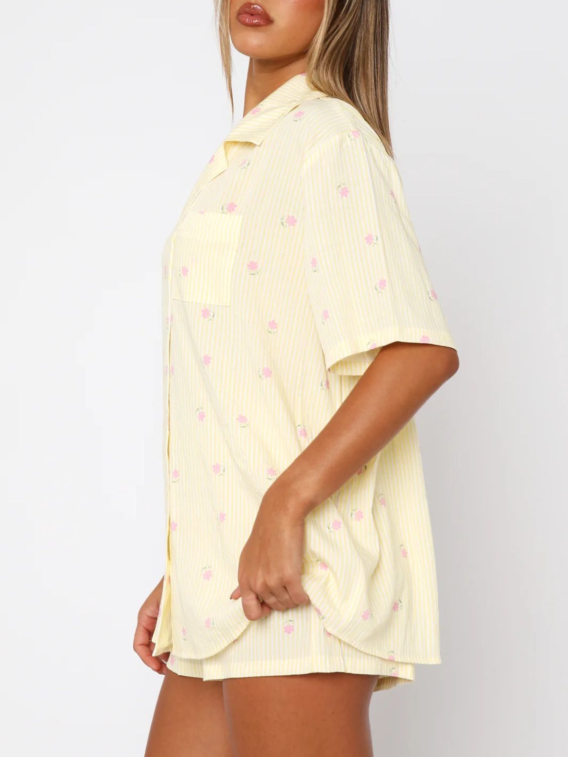 Valentine's Printed Collared Top Shorts
