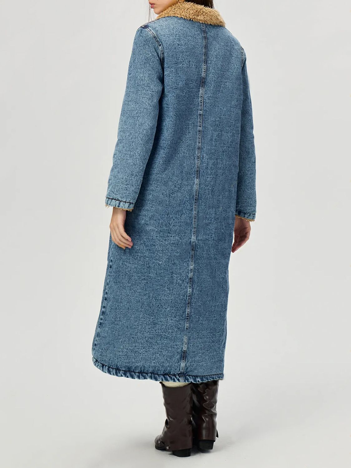 Pocketed Denim Jacket Fur Lined