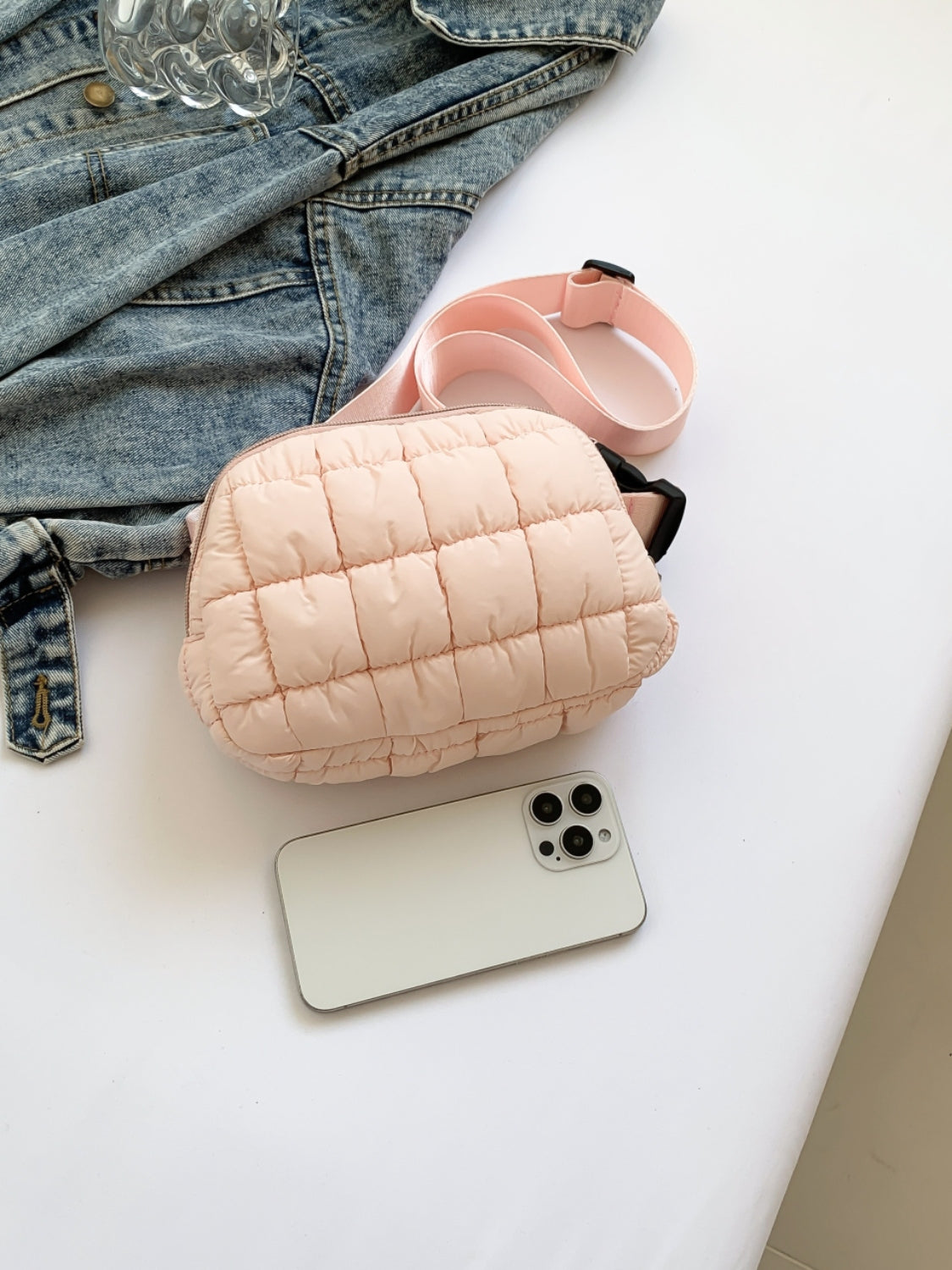 Bubble Texture Adjustable Crossbody Bag