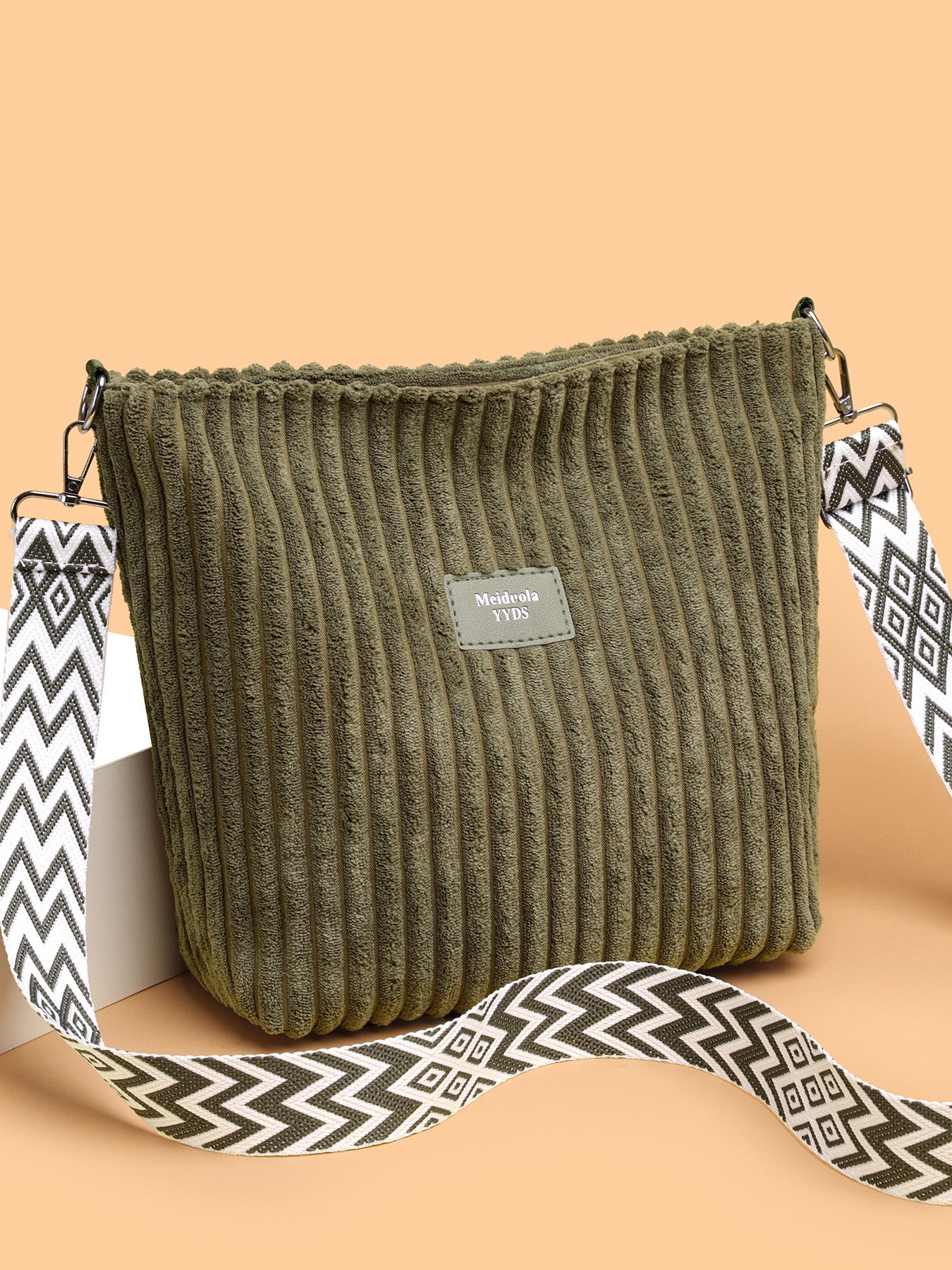 Corduroy Crossbody Removable Strap Bag