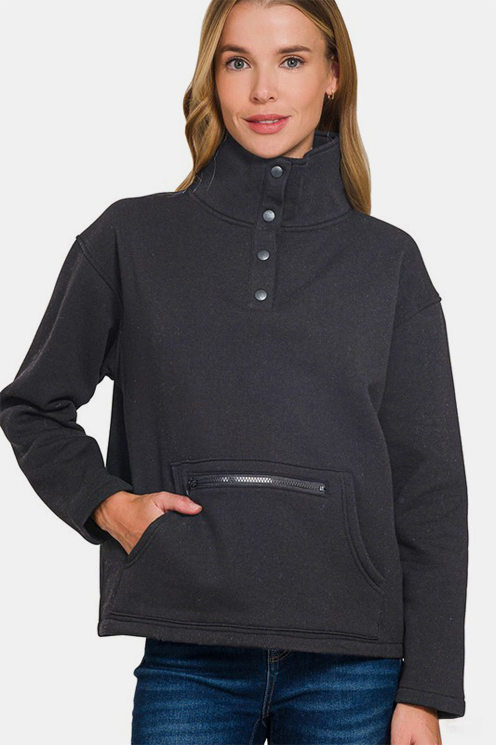 Turtleneck Half Snap Sweatshirt