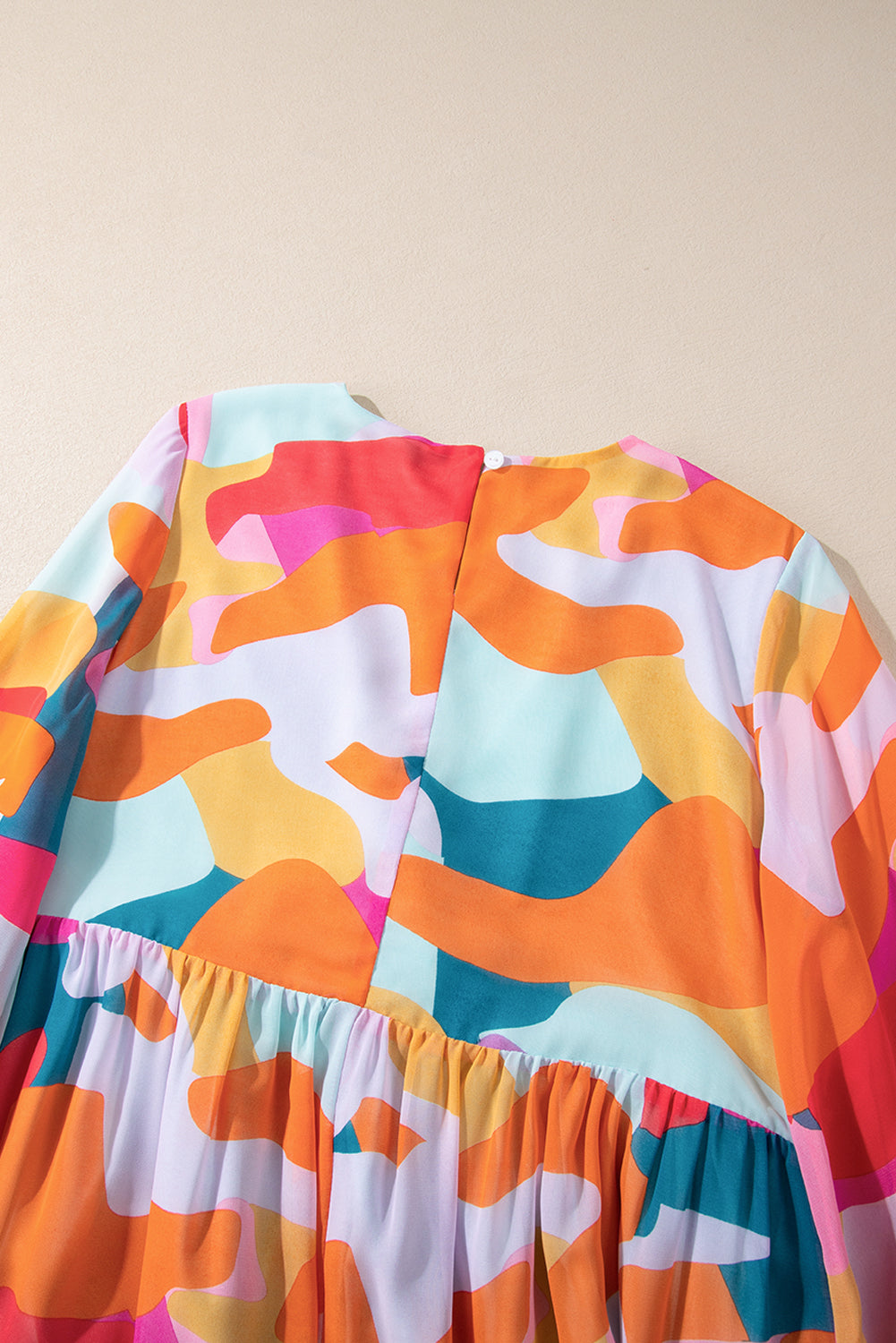 Ruffle Hem Color Block V-Neck Dress
