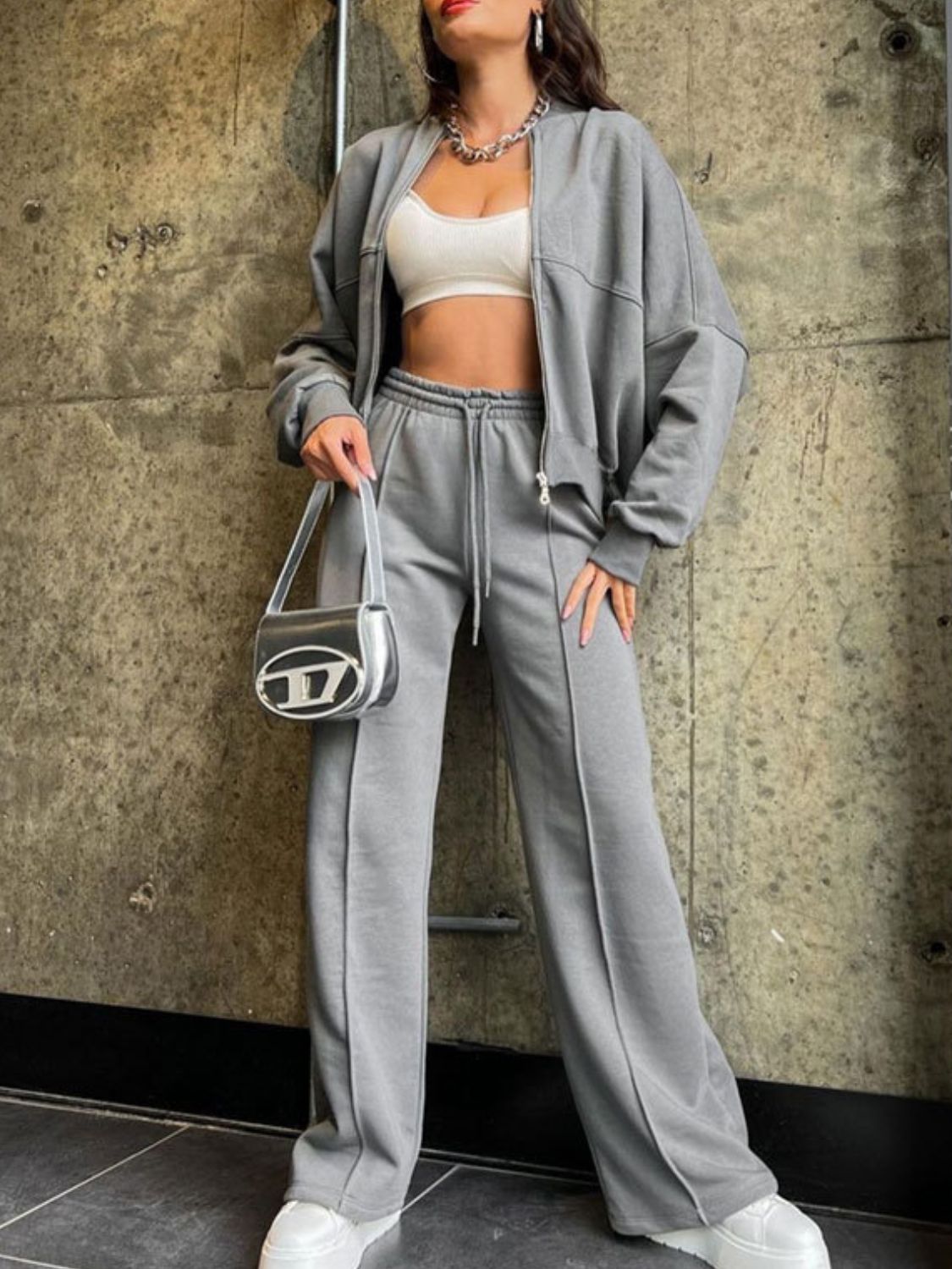 Baseball Collar Zip Up Set - Athletic