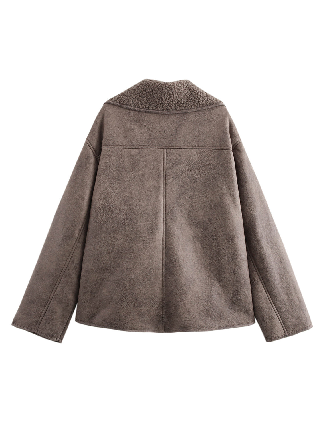 Collared Long Sleeve Plush Jacket