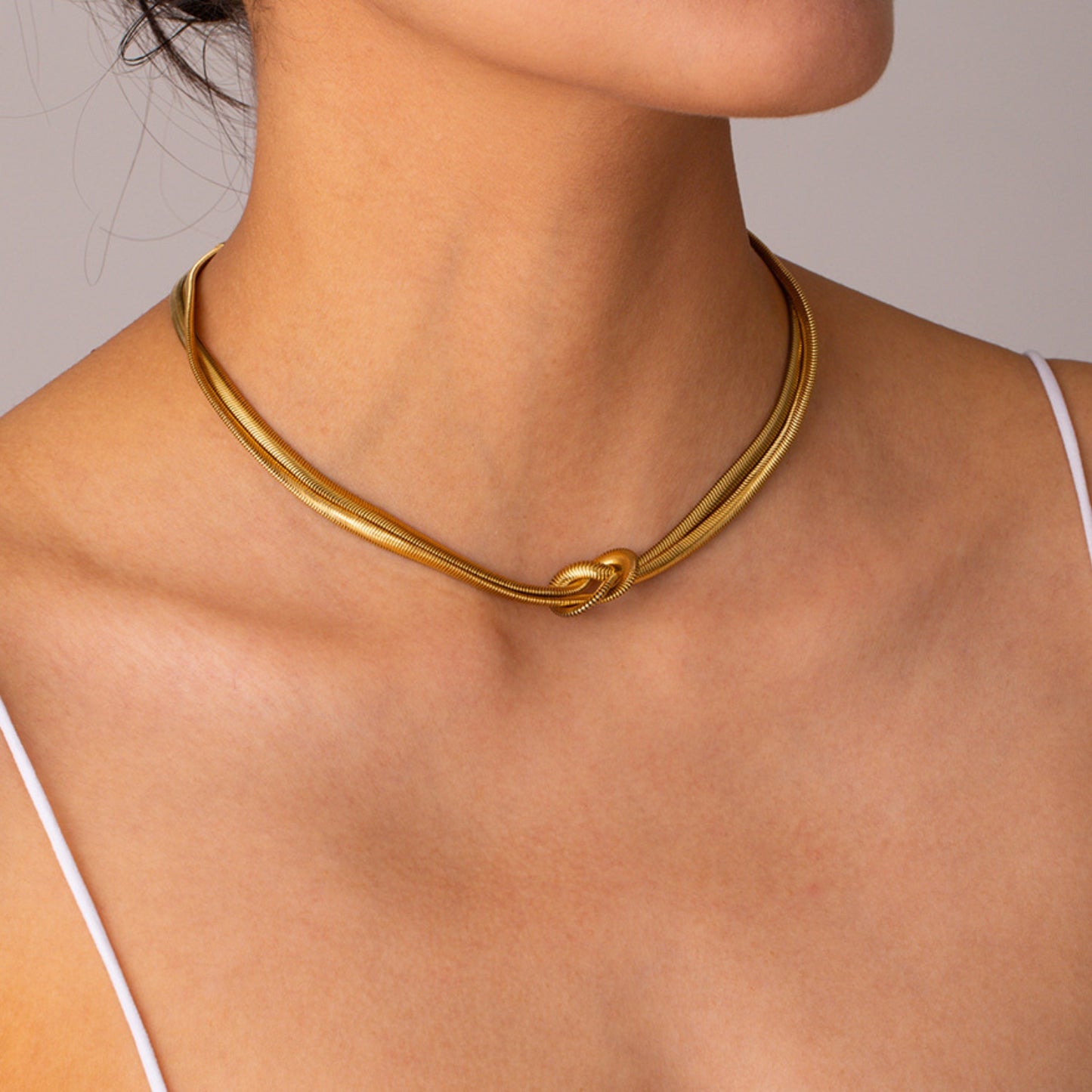Double Layer Herringbone Choker Necklace