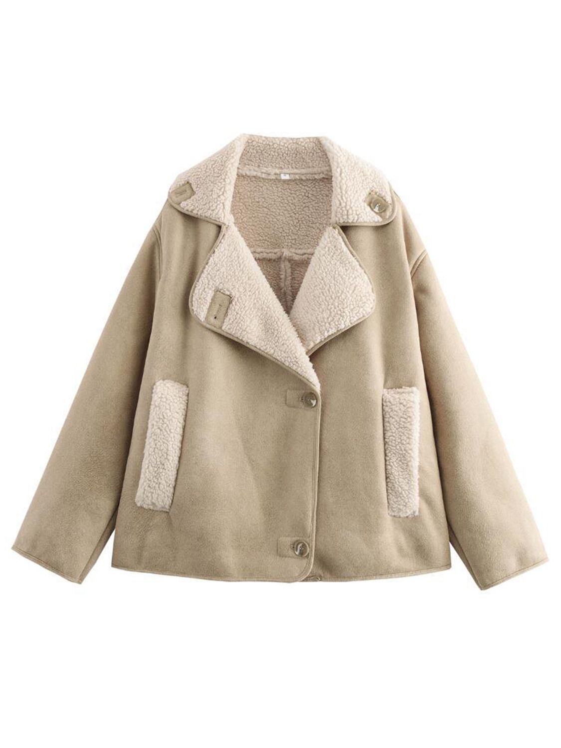 Collared Long Sleeve Plush Jacket