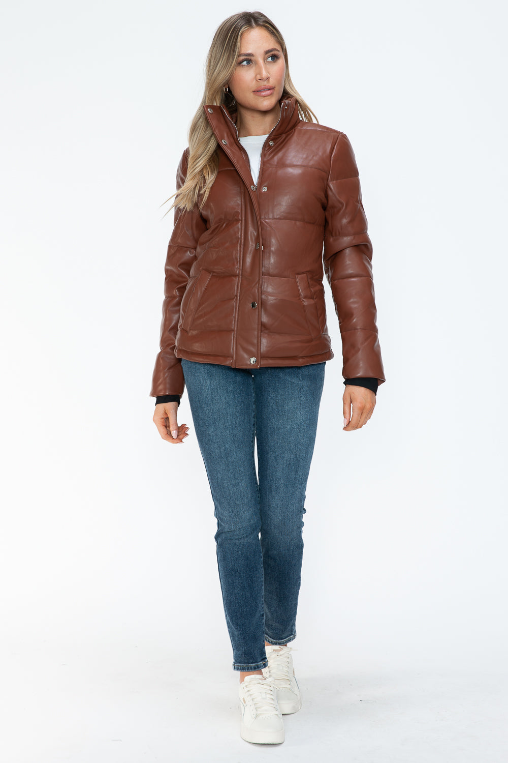 Pocketed Zip Up Turtleneck Puffer