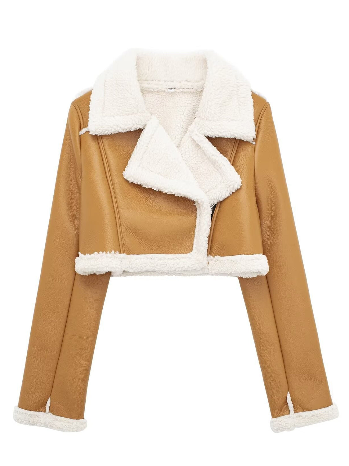 Collared Plush Cropped Jacket