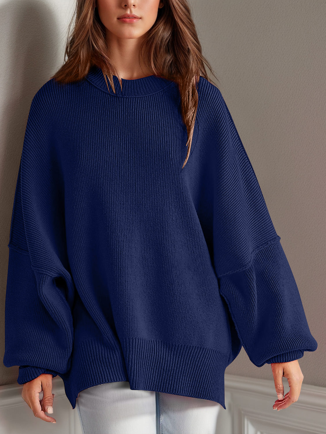 Double Take Side Slit Long Sleeve Top
