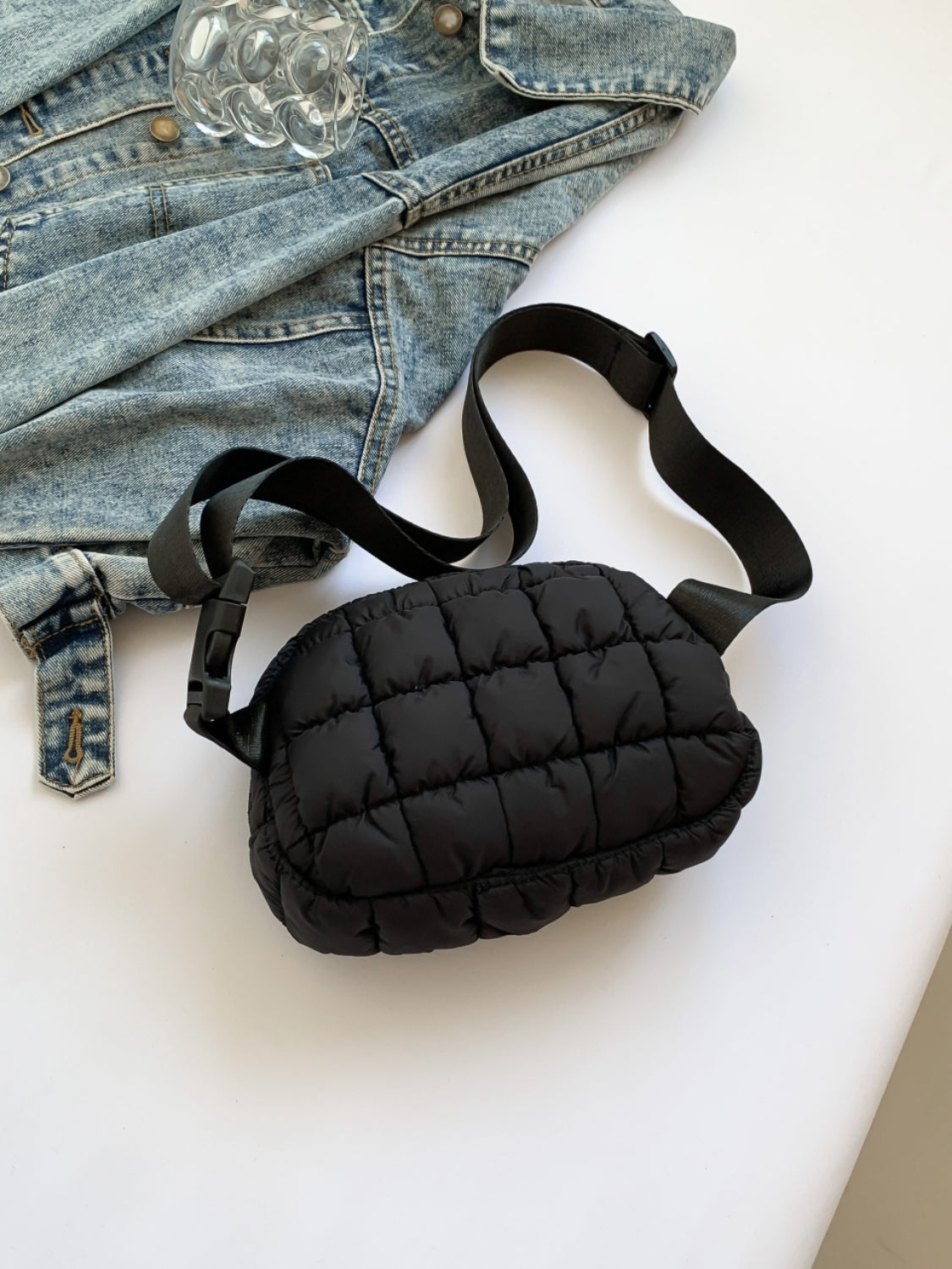 Bubble Texture Adjustable Crossbody Bag