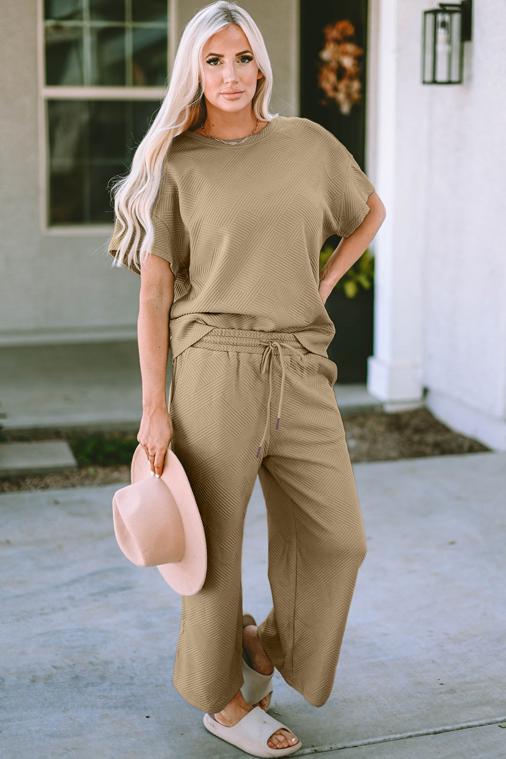 Texture Top & Pants Set - Comfy