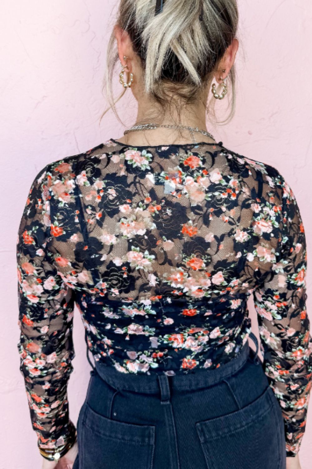 Floral Round Neck Long Sleeve Top