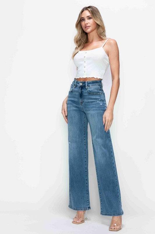 bytos High Rise Wide Leg Jeans Pocket