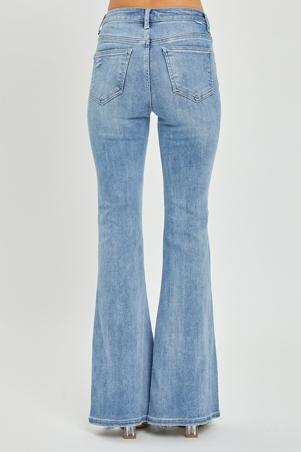 Risen High Rise Frayed Hem Flare Jean
