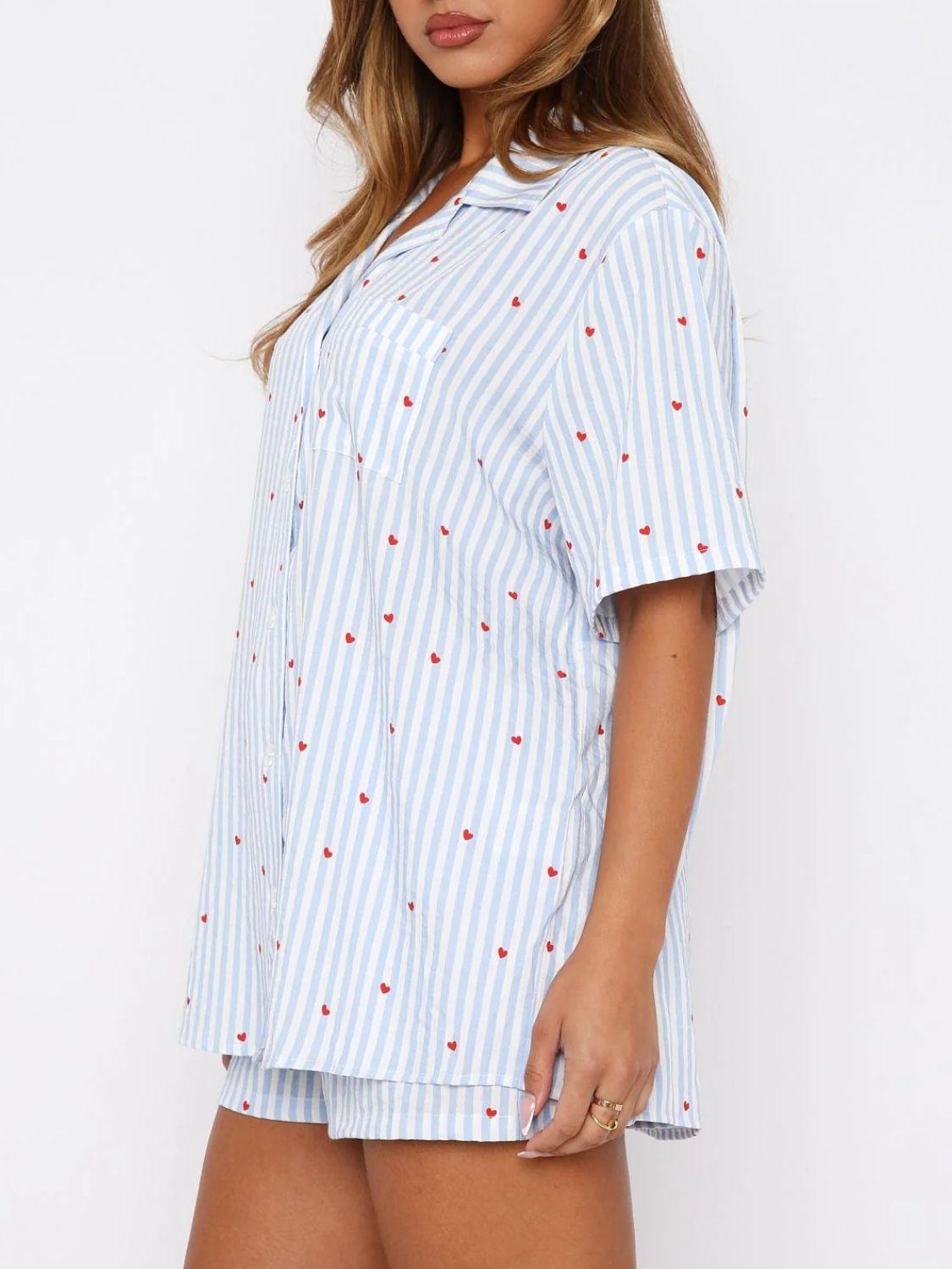 Valentine's Printed Collared Top Shorts