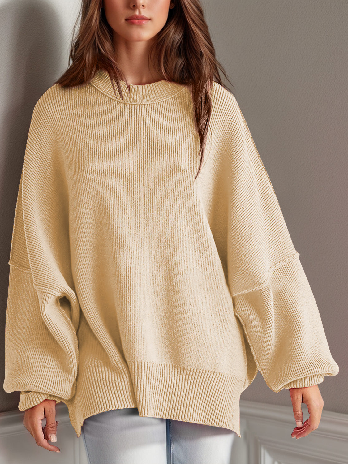 Double Take Side Slit Long Sleeve Top