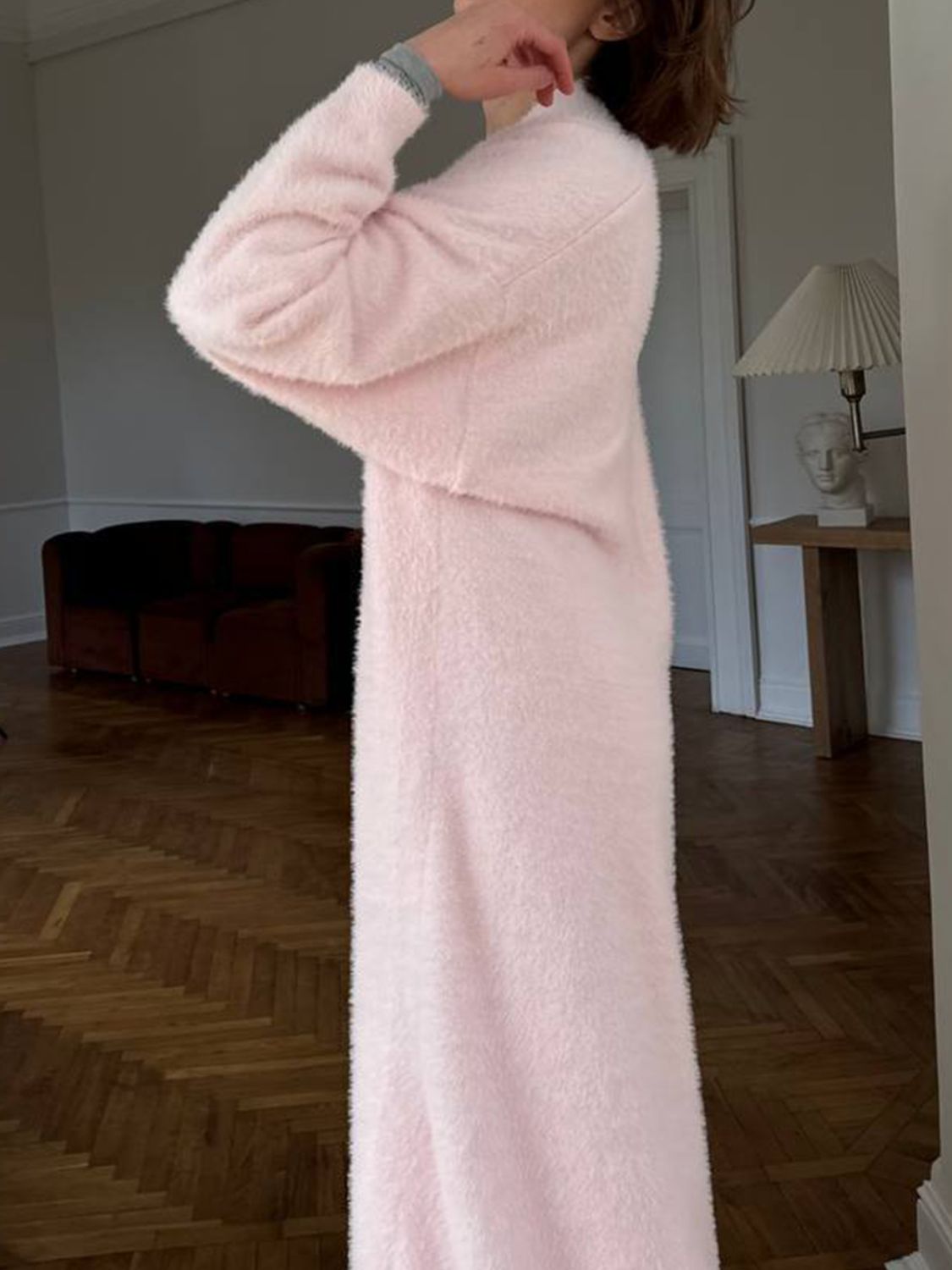Fuzzy Open Front Solid Cardigan