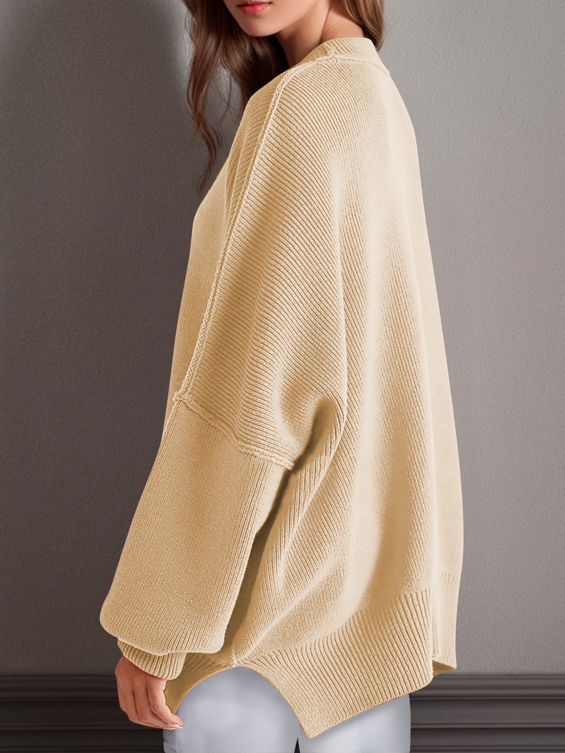 Double Take Side Slit Long Sleeve Top