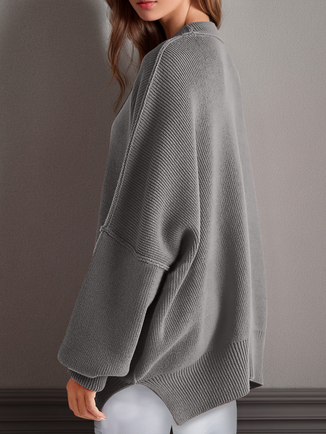 Double Take Side Slit Long Sleeve Top