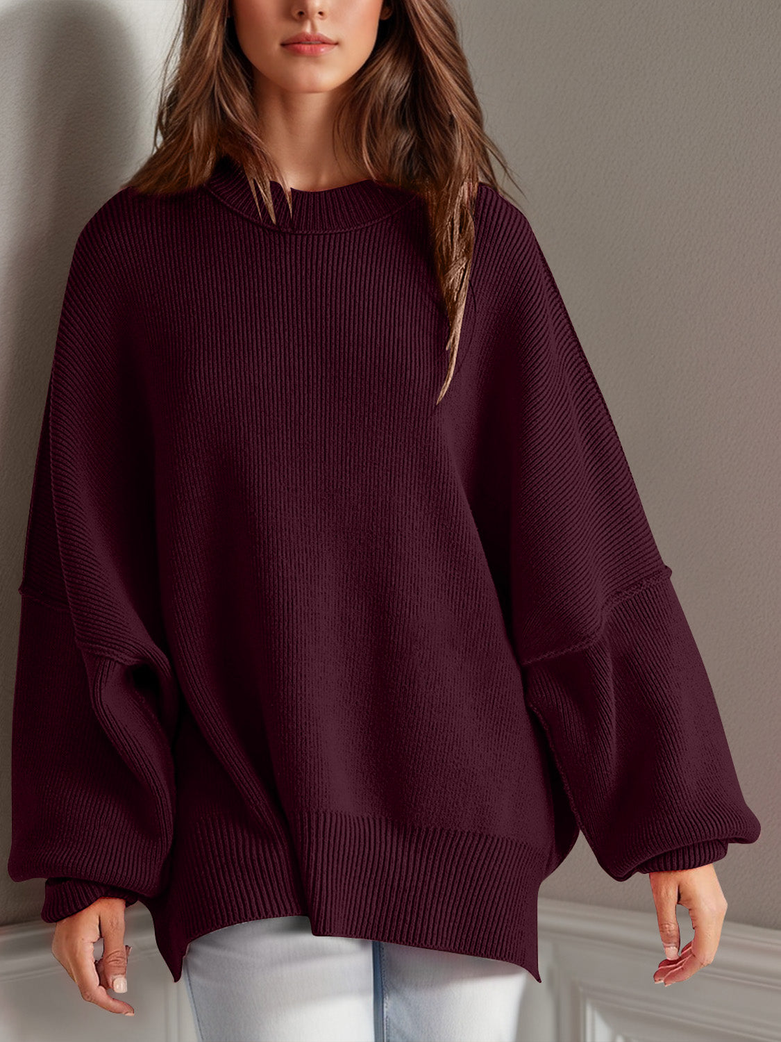 Double Take Side Slit Long Sleeve Top