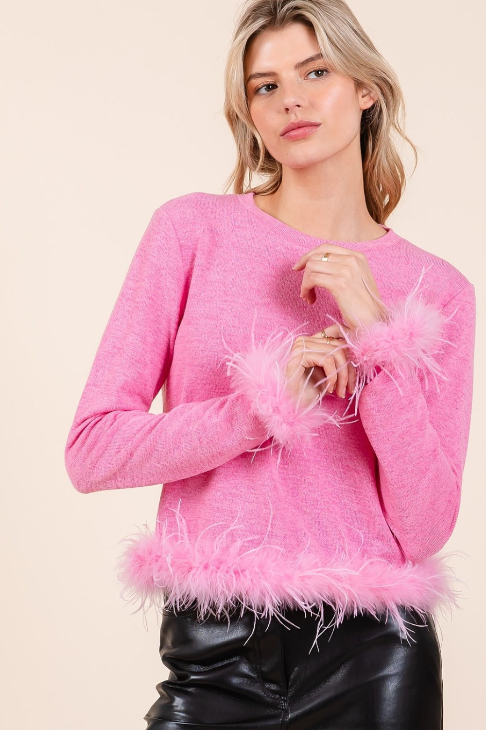 Mittoshop Feather Trim Crop Top
