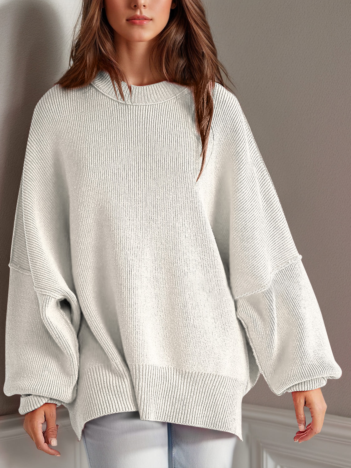 Double Take Side Slit Long Sleeve Top