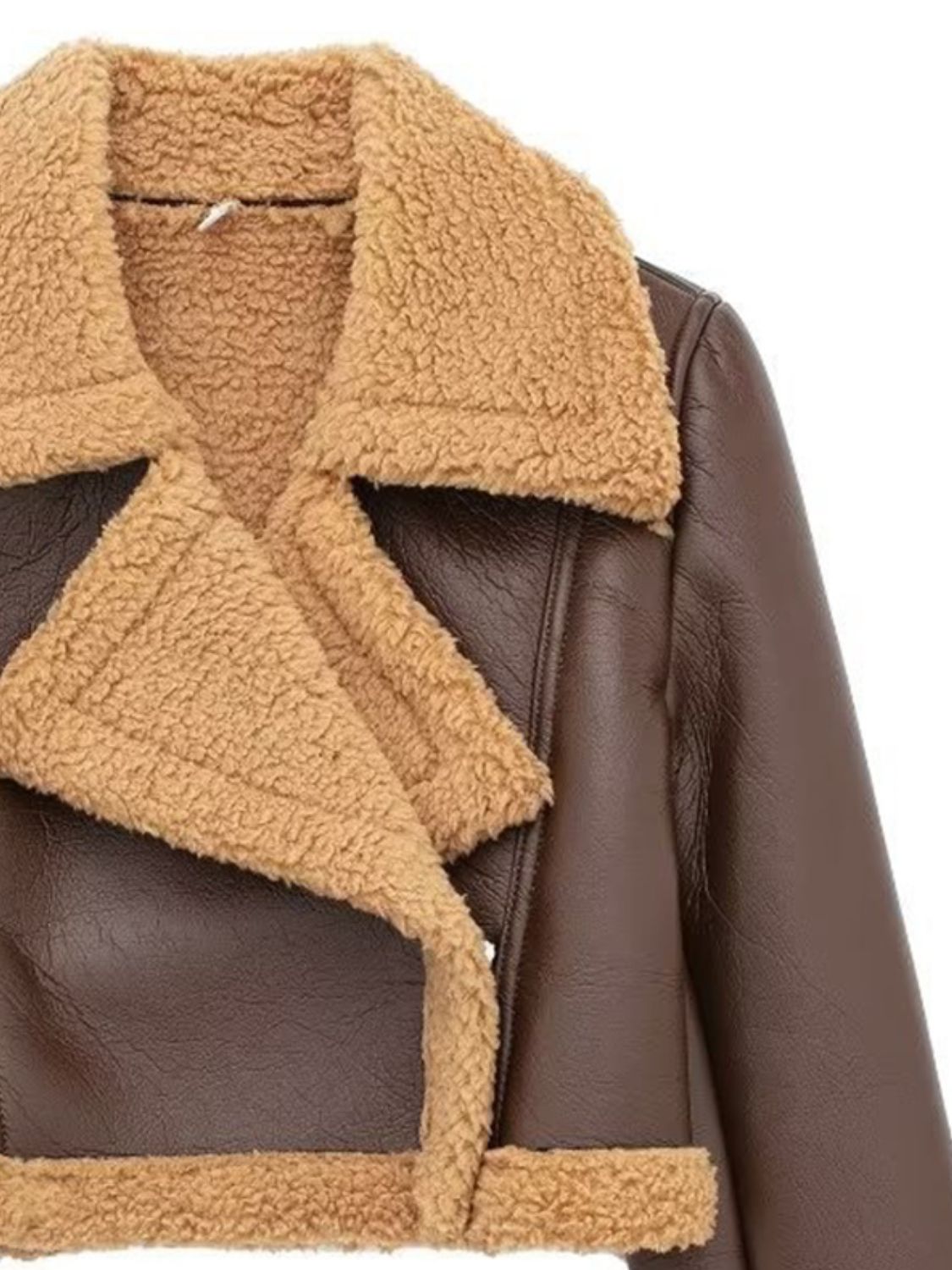 Collared Plush Cropped Jacket