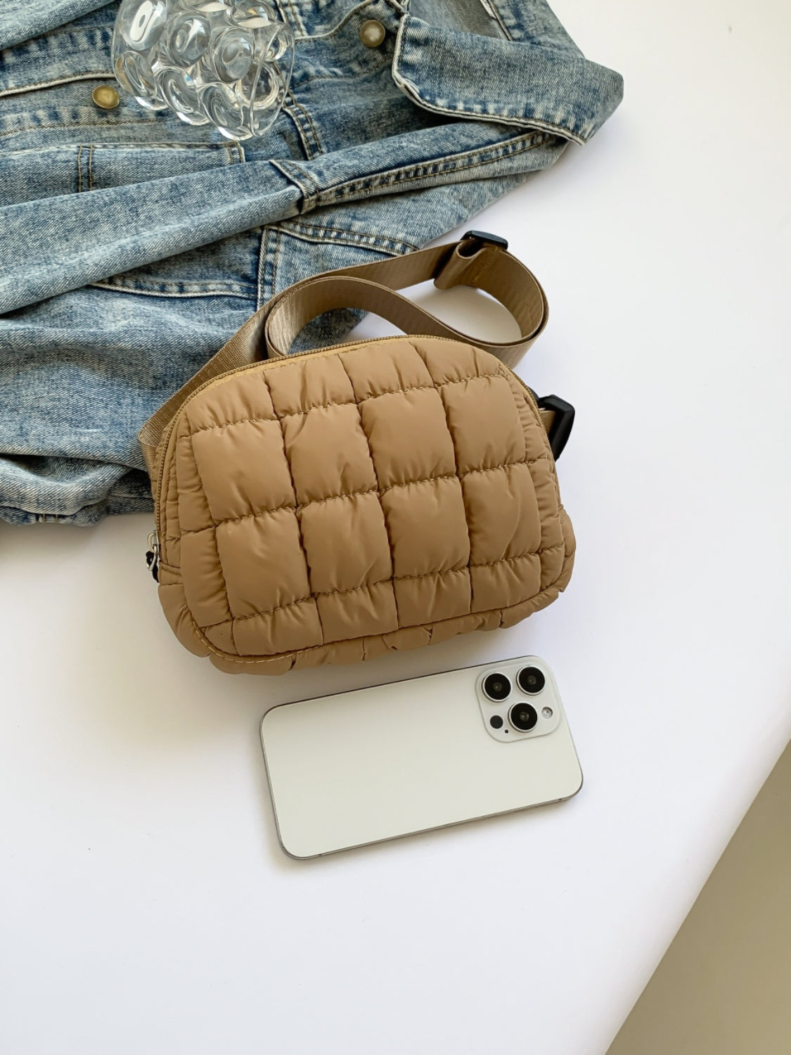 Bubble Texture Adjustable Crossbody Bag