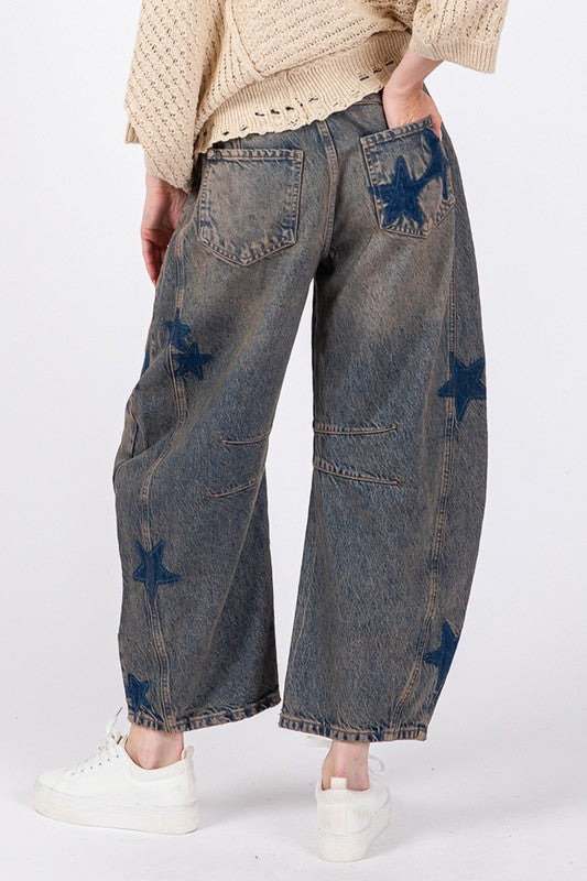 SAGE + FIG Star Wide Leg Jeans Pocket