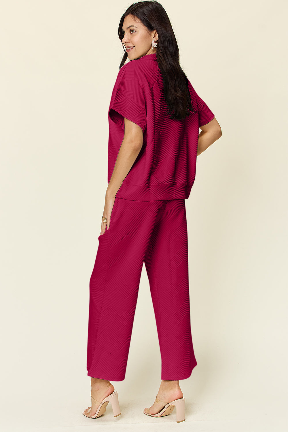 Double Take Half Zip Top & Pants Set